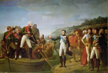 Afsked med Napoleon I (1769-1821) og Alexander I (1777-1825) efter freden i Tilsit, 9. juli 1807